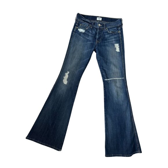 HUDSON Distressed Dark Wash Flare Leg Jeans Size 27 - Picture 3 of 11